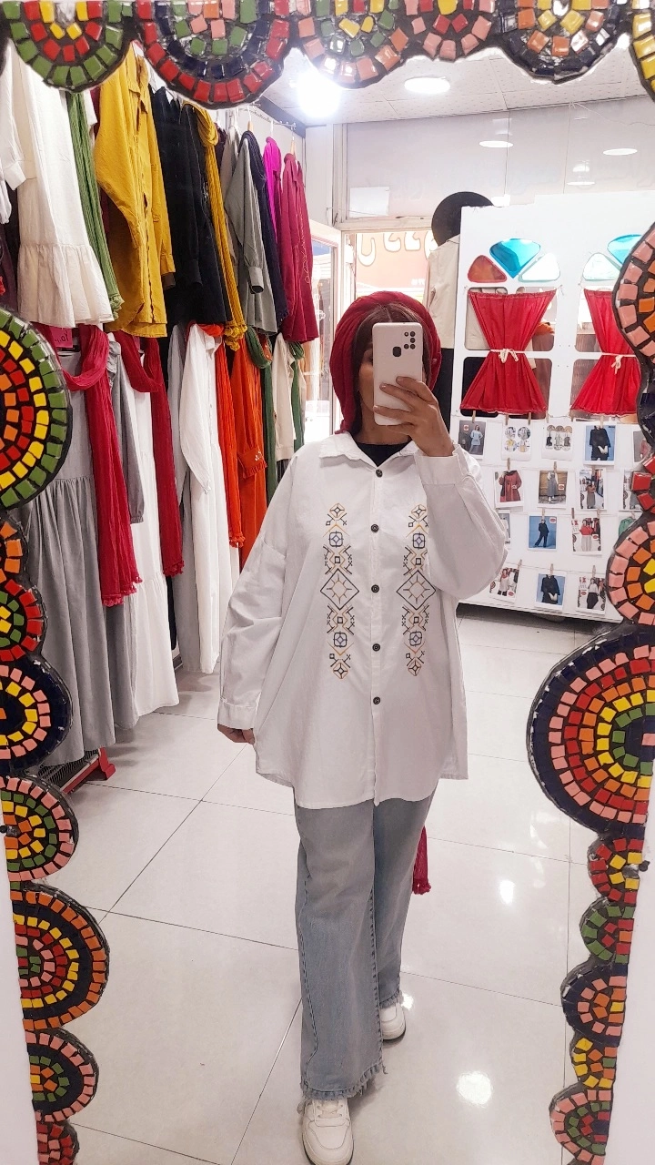 تونیک گلدوزی الیاف طبیعی  هستی( رنگ سفید)