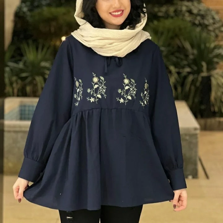 تونیک گلدوزی یاس( رنگ سرمه ای)