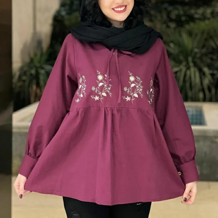 تونیک گلدوزی یاس ( رنگ بنفش)