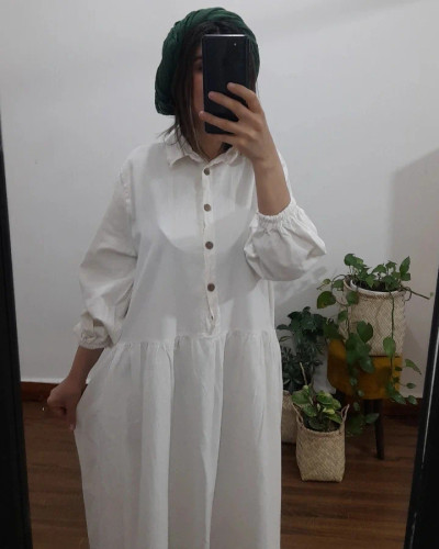 پیراهن الیاف طبیعی هیوا ( رنگ سفید)