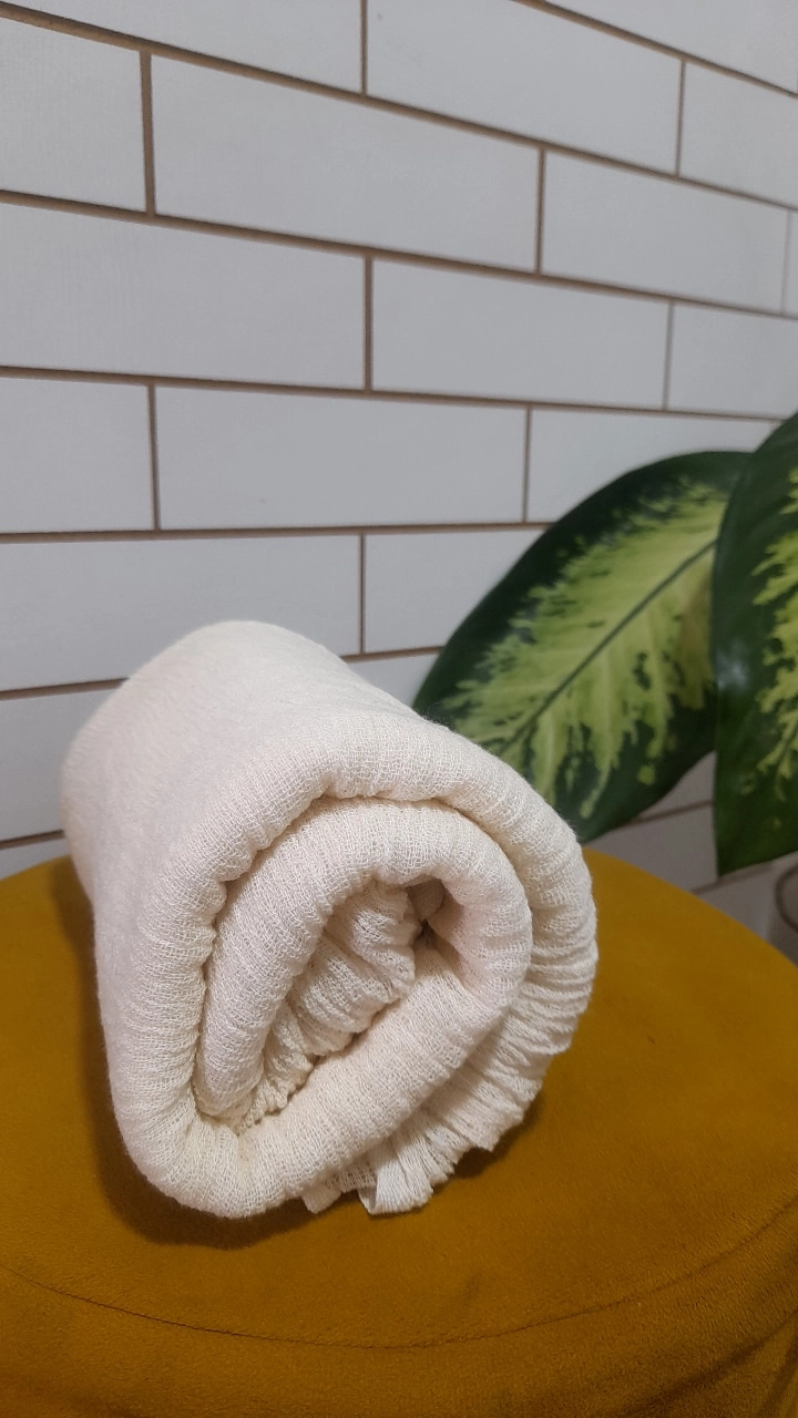 شال الیاف طبیعی ساده ( رنگ کرم)