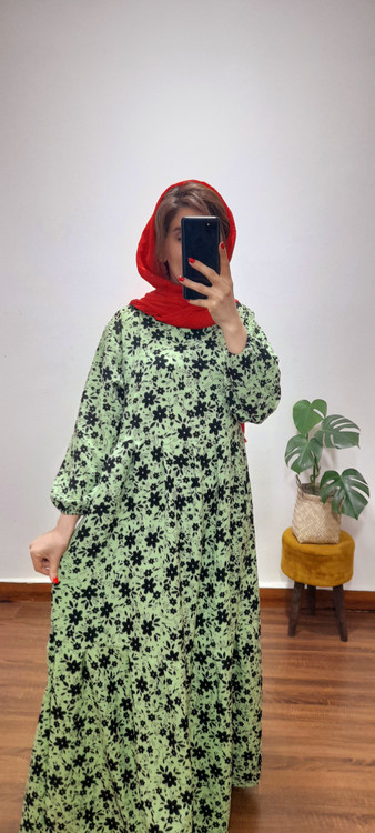 پیراهن گل گلی بهار( رنگ سبز)