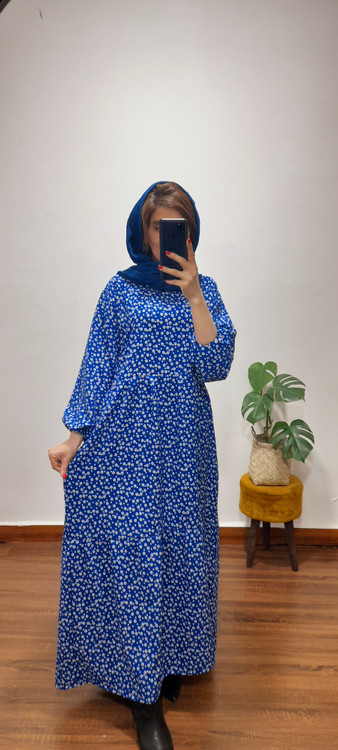 پیراهن گل گلی بهار( رنگ آبی)