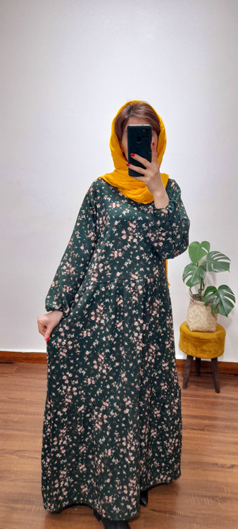 پیراهن گل گلی بهار( رنگ سبز تیره)