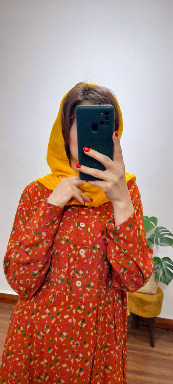 پیراهن گل گلی بهار( رنگ نارنجی)