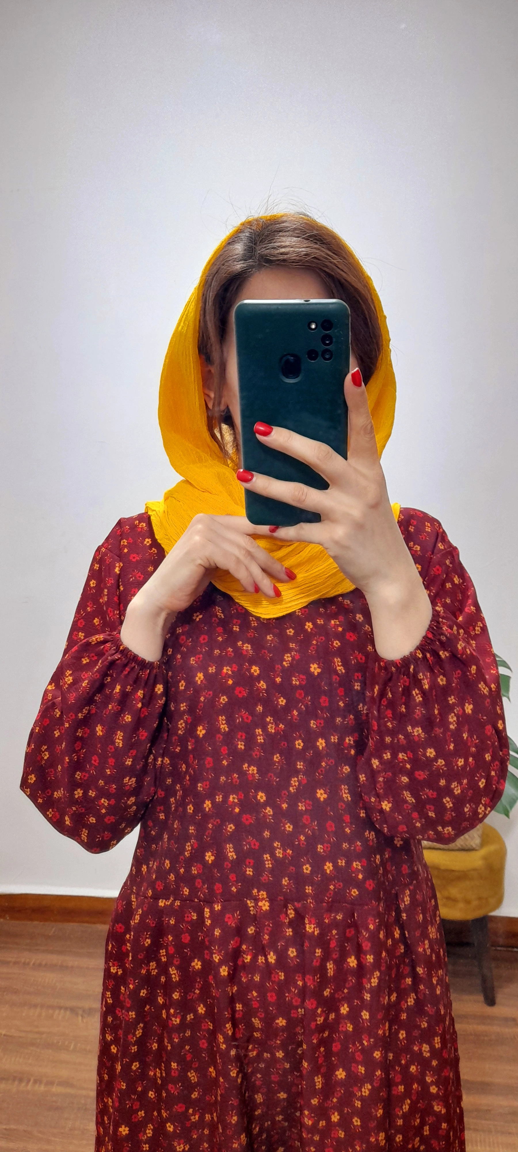 پیراهن گل گلی بهار( رنگ زرشکی)