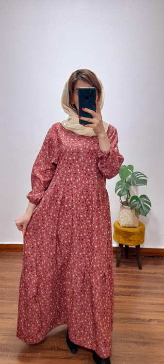 پیراهن گل گلی بهار( رنگ صورتی)