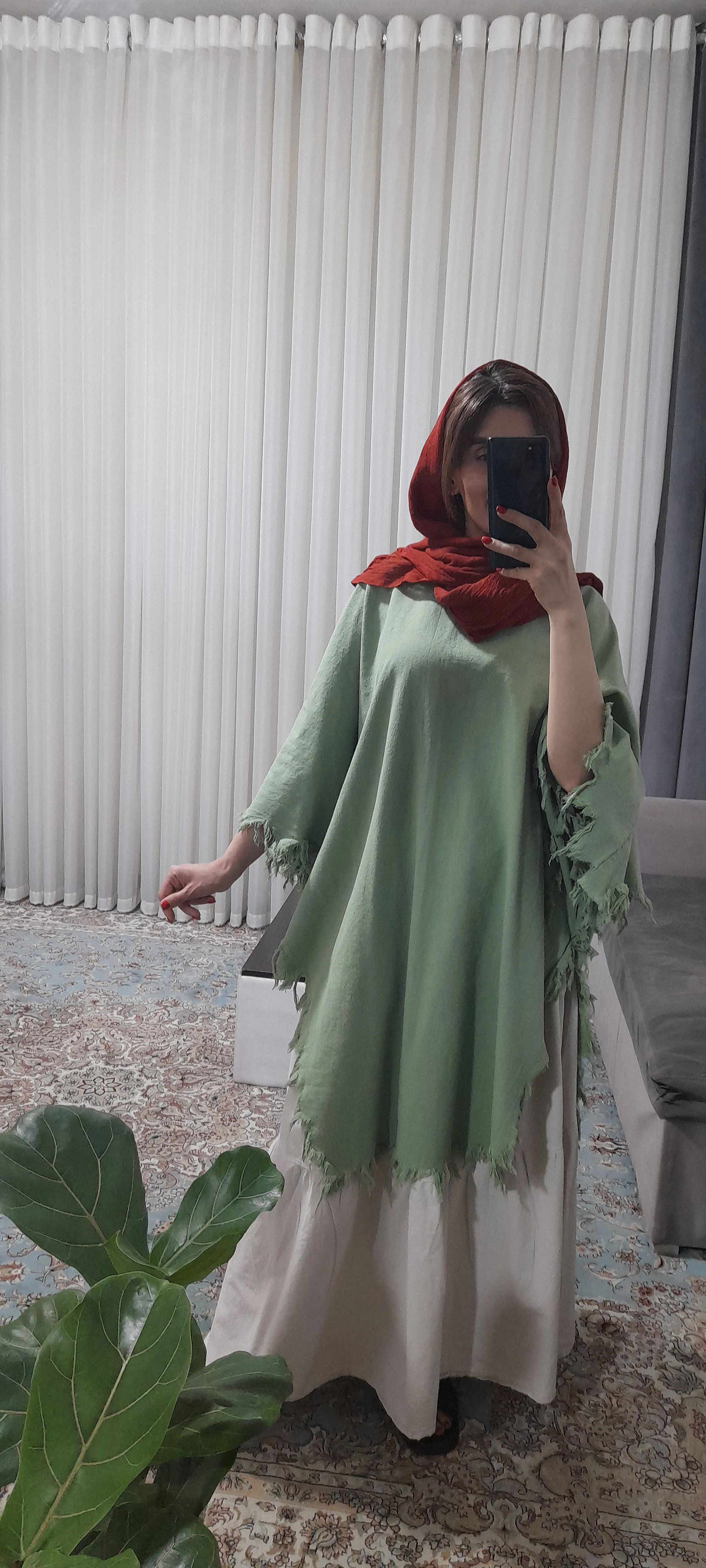 پانچ  ریش ریش پونه( رنگ. سبز پسته ای)