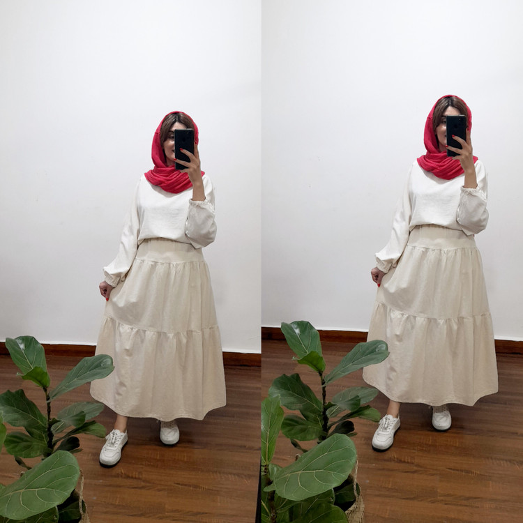 دامن چین دار یاس( رنگ نباتی)