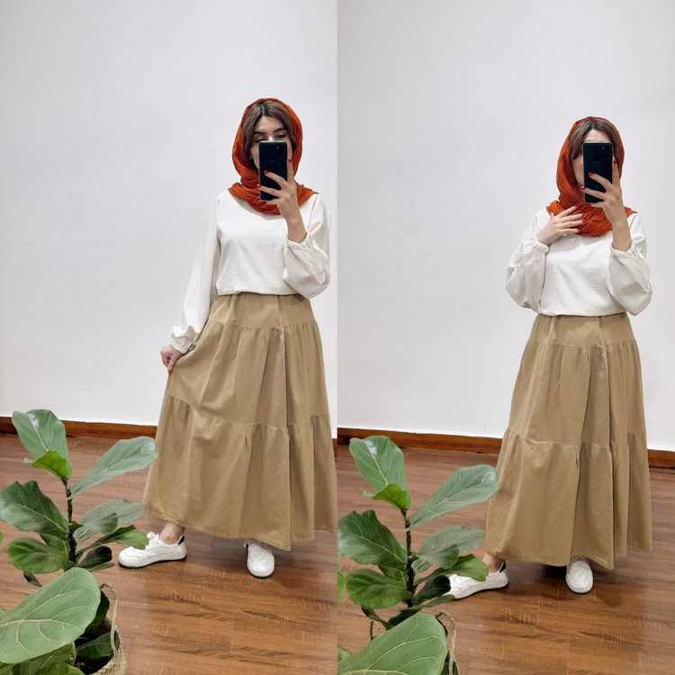 دامن چین دار یاس( رنگ نسکافه ای)