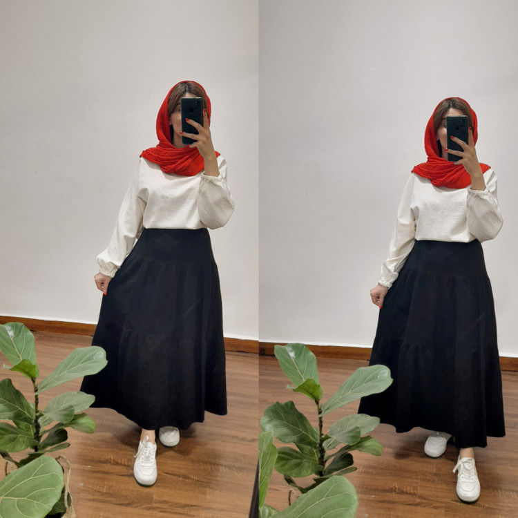 دامن چین دار یاس( رنگ مشکی)