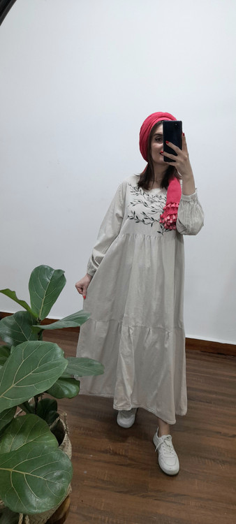 پیراهن برگ( رنگ کرم استخوانی)