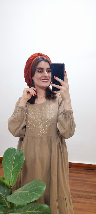 پیراهن برگ( رنگ نسکافه ای)