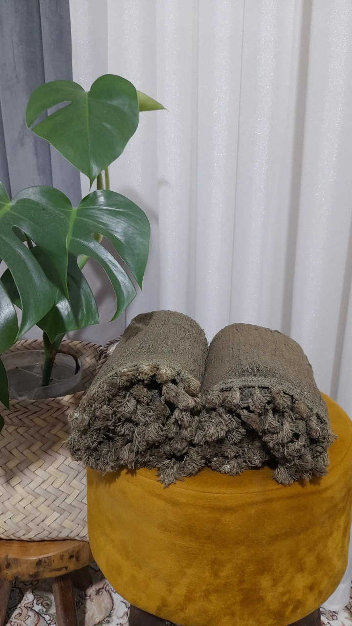 شال منگوله دار الیاف طبیعی ۳متری( سبز حنایی)