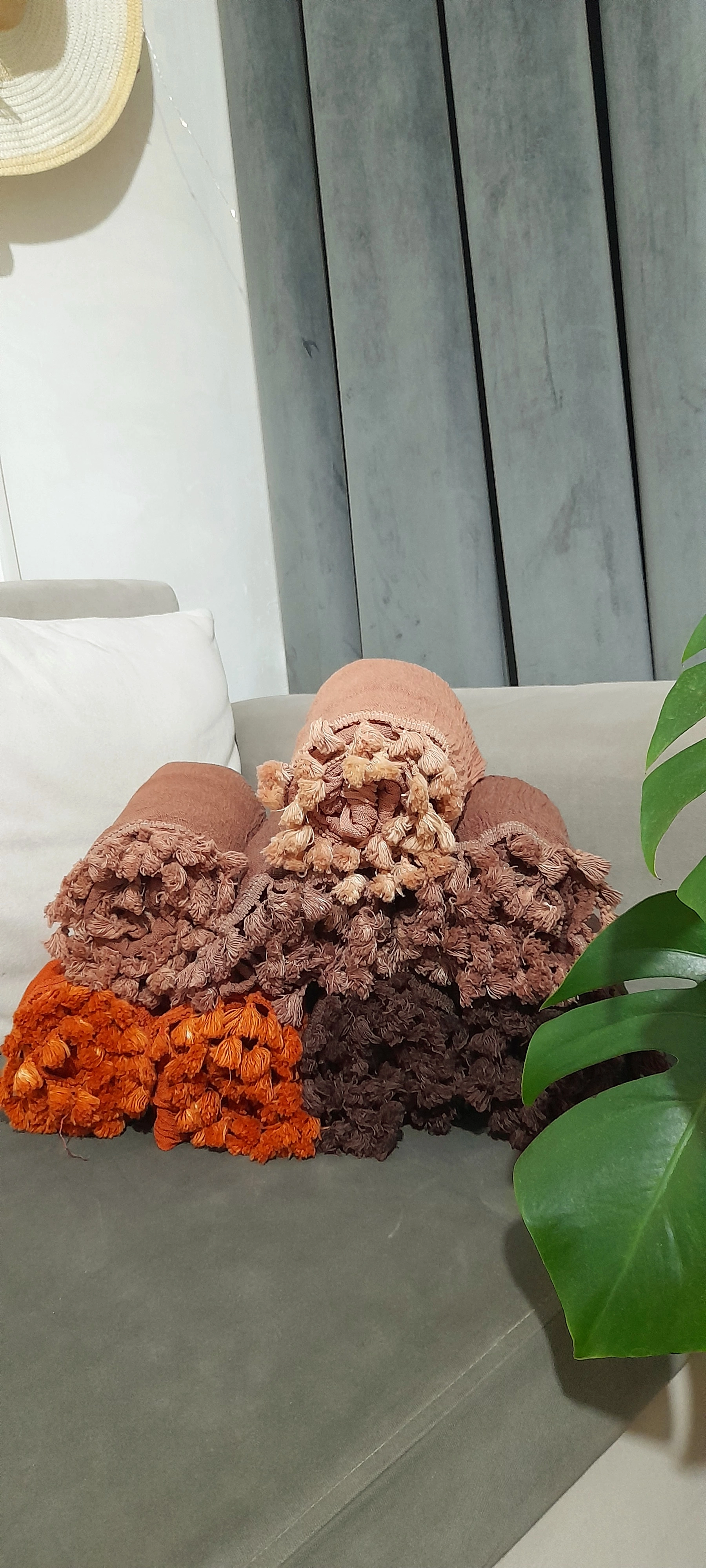 شال منگوله دار الیاف طبیعی ۳متری( سبز یشمی)