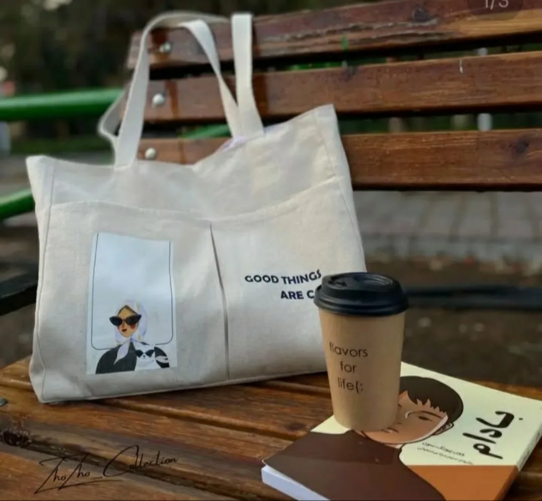 توتبگ  دو جیب طرح دختر و گربه